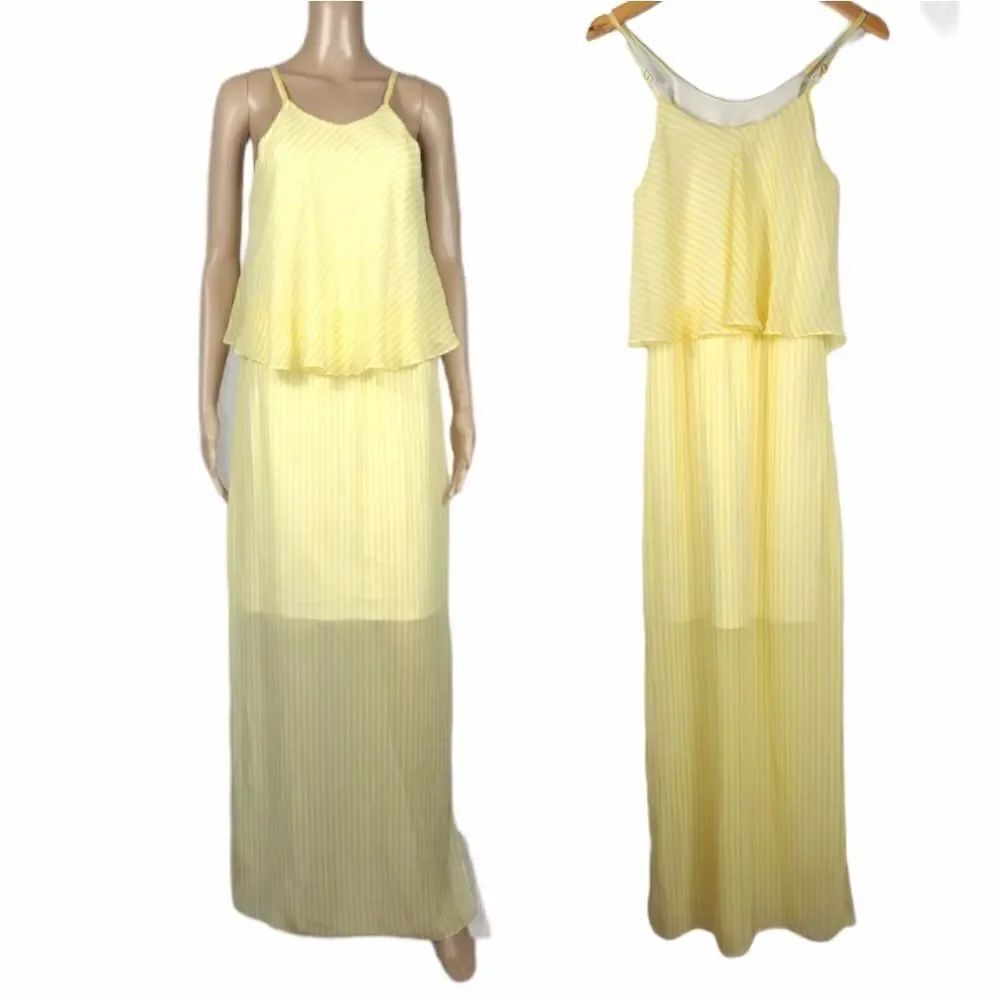 Gianni Bini Yellow And White Striped Maxi Dress